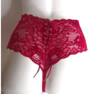 Vintage Victoria's Secret Red Lace Corset Thong Panties Size Small New